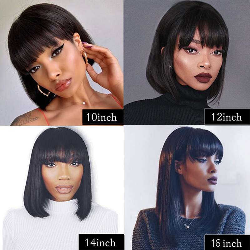 Premium Human Hair Wig - Natural Short to Medium Length for Women