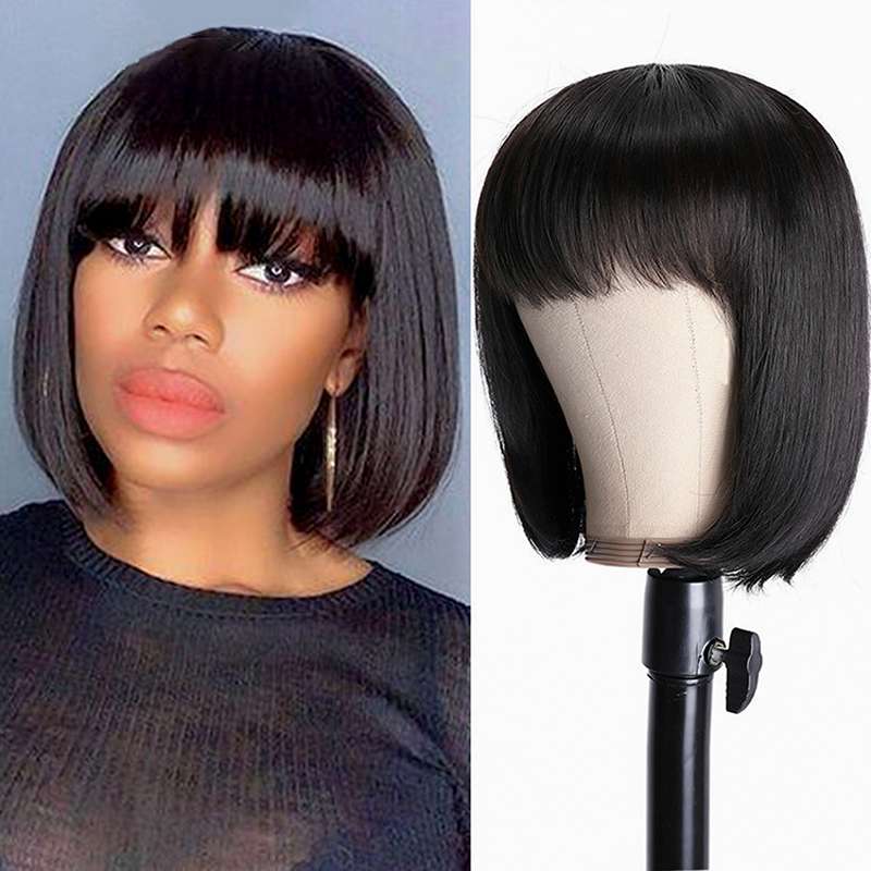 Premium Human Hair Wig - Natural Short to Medium Length for Women