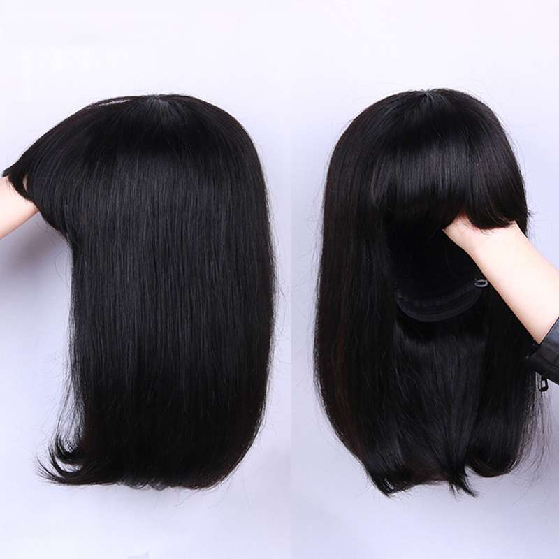 Premium Human Hair Wig - Natural Short to Medium Length for Women
