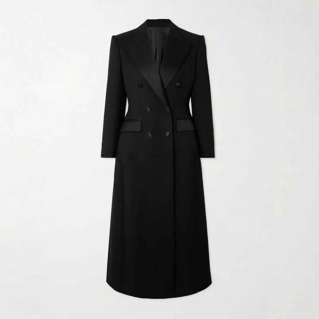 ExecutiveChic - Double Breasted Slim Waist Long Slit Suit Skirt - For Sale