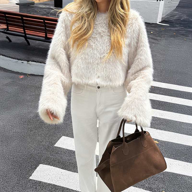 Women's Luxe Faux Fur Long Sleeve Winter Coat