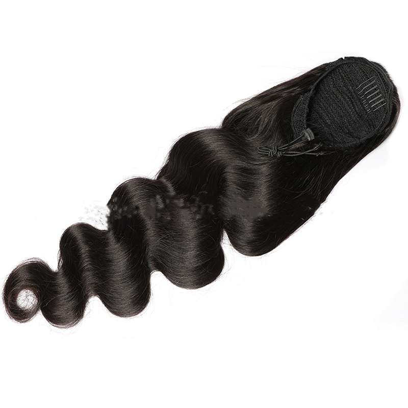 Premium Natural Black Drawstring Ponytail - 100% Human Hair Extension