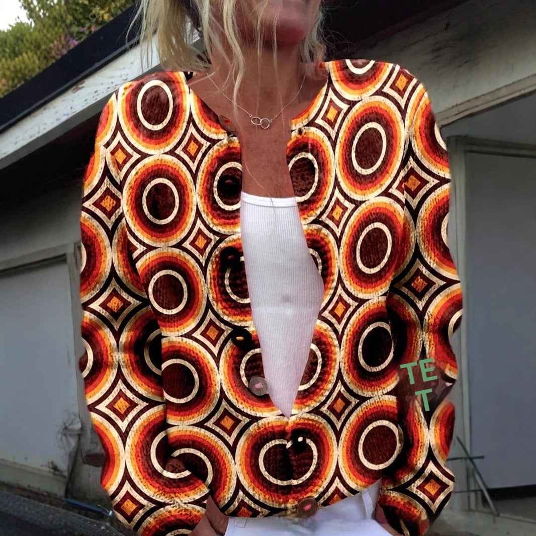FloralChic - 3D Floral Print Knitted Coat | European Fashion Design - For Sale