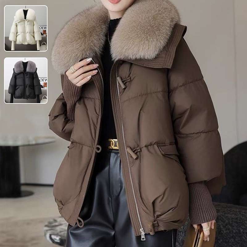 Women's Luxe Fur Collar Puffer Jacket - Winter Warmth & Style