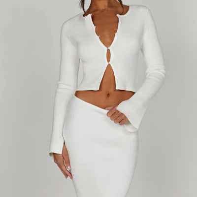 ChicSuit Pro - Women's Cardigan Top & Split Skirt Two-Piece Set - For Sale