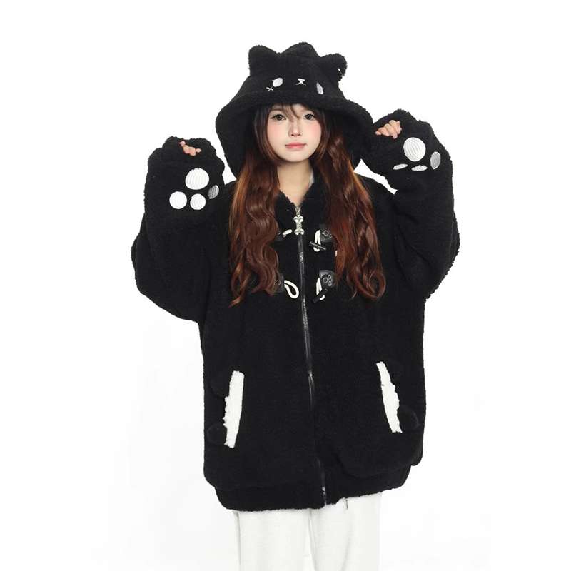 Bunny Ears Hooded Fleece Coat - Cozy Lamb Wool Jacket