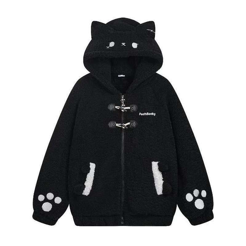 Bunny Ears Hooded Fleece Coat - Cozy Lamb Wool Jacket
