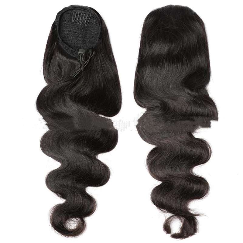 Premium Natural Black Drawstring Ponytail - 100% Human Hair Extension