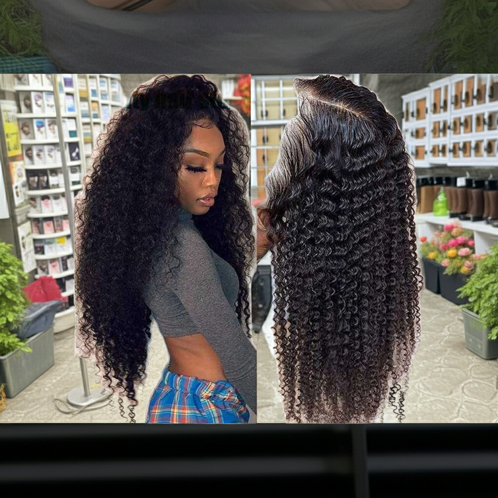 Premium Brazilian Kinky Curly Lace Front Wig - 100% Human Hair