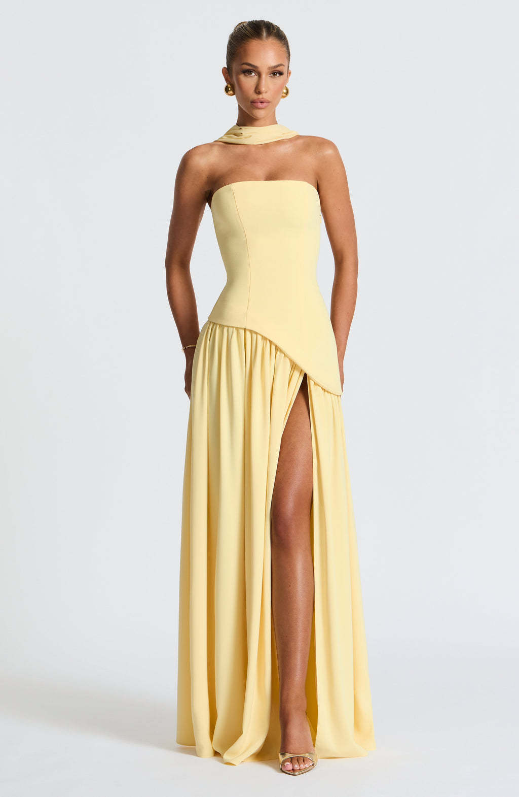 Cherry Lacquer Maliyah Maxi Dress - Elegant Evening Gown with Chiffon Skirt