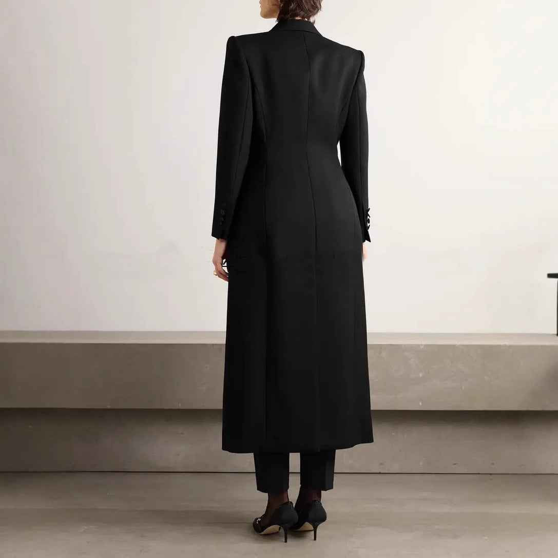 ExecutiveChic - Double Breasted Slim Waist Long Slit Suit Skirt - For Sale