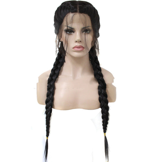 Double Twist Braid Lace Front Wig - Long Synthetic Braided Hair with Baby Hairs