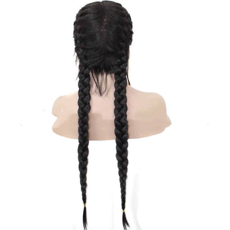 Double Twist Braid Lace Front Wig - Long Synthetic Braided Hair with Baby Hairs