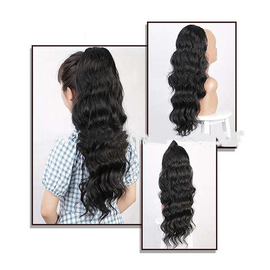 Premium Natural Black Drawstring Ponytail - 100% Human Hair Extension