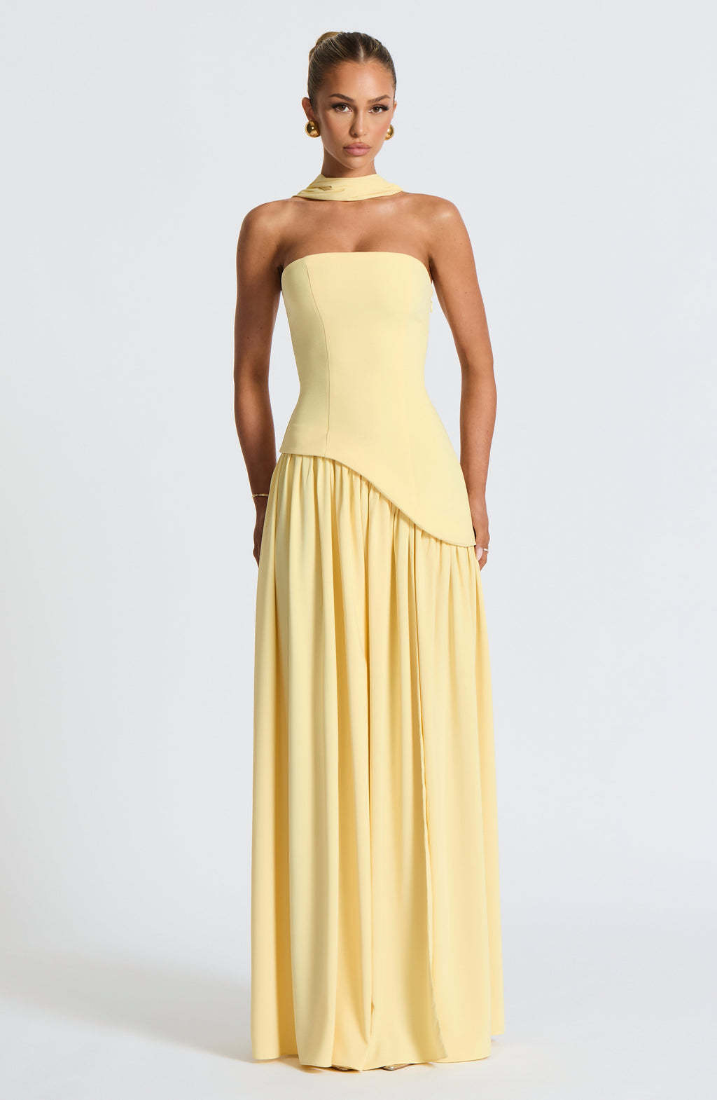 Cherry Lacquer Maliyah Maxi Dress - Elegant Evening Gown with Chiffon Skirt