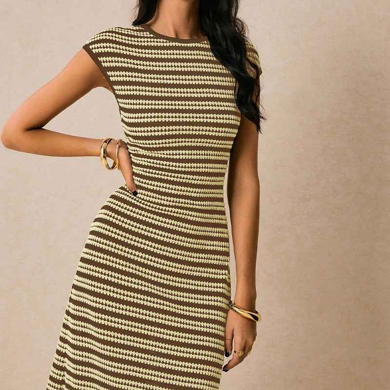 ChicStripe - Sleeveless Knitted Dress | Slim Fit Elegant Design - For Sale