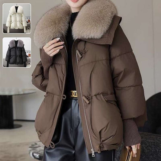 Women's Luxe Fur Collar Puffer Jacket - Winter Warmth & Style