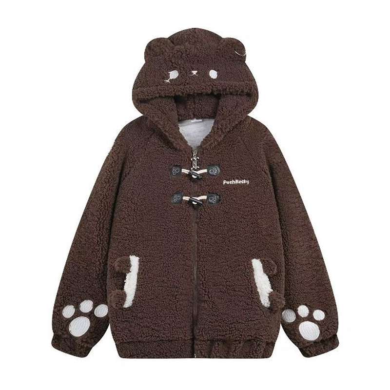 Bunny Ears Hooded Fleece Coat - Cozy Lamb Wool Jacket