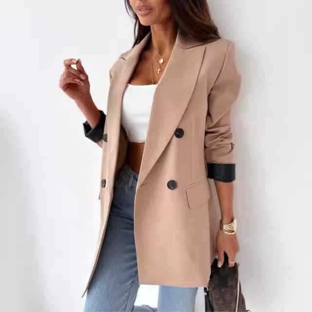 SlimFit Blazer - Women's Long Sleeve Elegant Solid Color Suit Jacket - For Sale