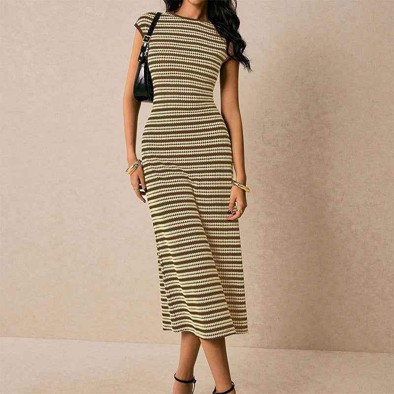 ChicStripe - Sleeveless Knitted Dress | Slim Fit Elegant Design - For Sale