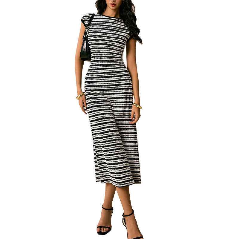 ChicStripe - Sleeveless Knitted Dress | Slim Fit Elegant Design - For Sale