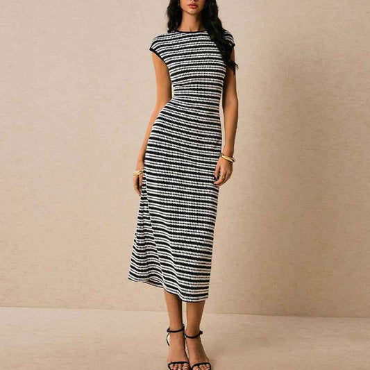 ChicStripe - Sleeveless Knitted Dress | Slim Fit Elegant Design - For Sale